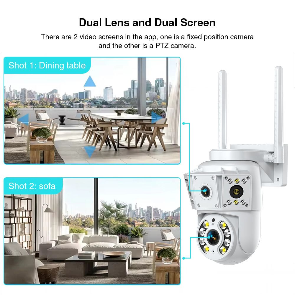 K30 dual-eye linkage camera, high-definition remote monitoring, 360-degree outdoor waterproof wireless monitoring, IP66 waterproof mobile monitoring, two-way intercom, full-color night vision APP, OKAM PRO, suitable for homes, stores, supermarkets, factories and other places  K30