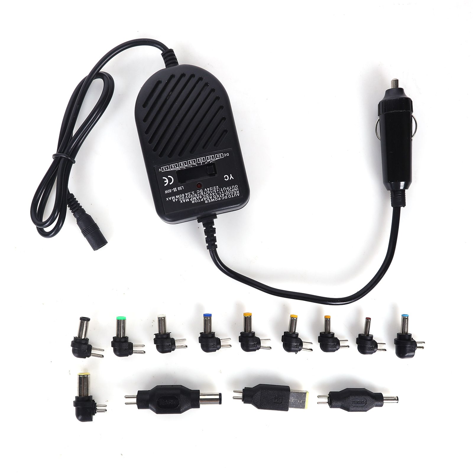 80W car notebook charger, car multi-functional power supply universal adapter, car cigarette lighter converter  HC-106