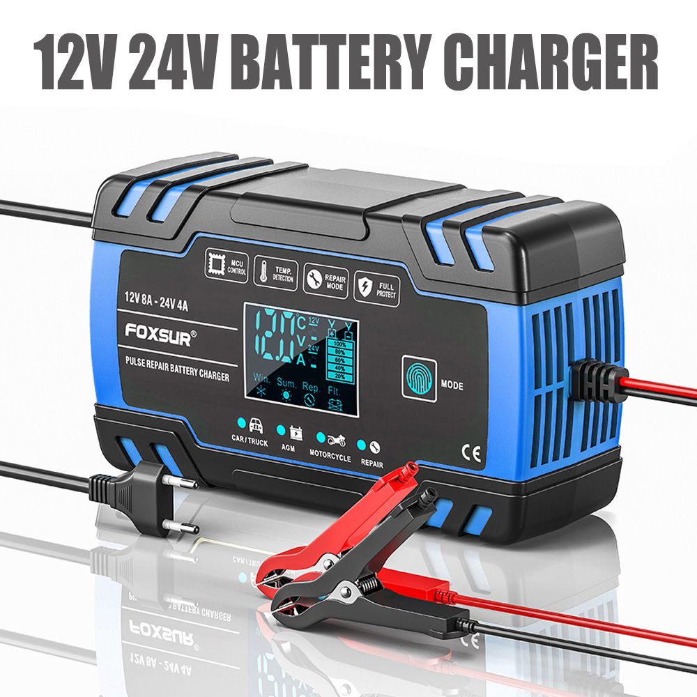 12V and 24V multi-functional intelligent charger, universal charger for motorcycles, cars and trucks, repair type charger  FBC122408D
