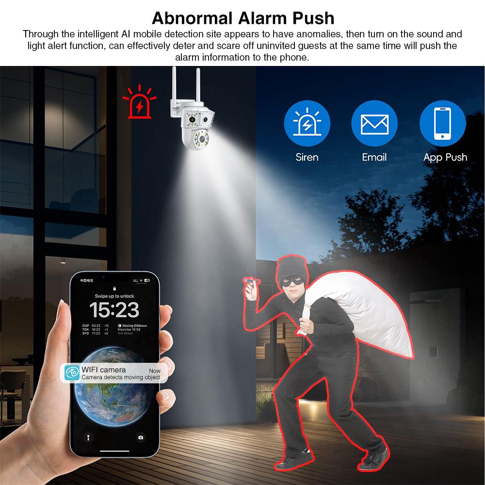 K30 dual-eye linkage camera, high-definition remote monitoring, 360-degree outdoor waterproof wireless monitoring, IP66 waterproof mobile monitoring, two-way intercom, full-color night vision APP, OKAM PRO, suitable for homes, stores, supermarkets, factories and other places  K30