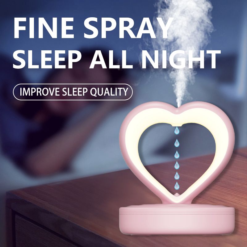 Heart humidifier anti-gravity water drop backflow nano atomization intelligent air conditioning anti-burning dry night light 800ml capacity  X520