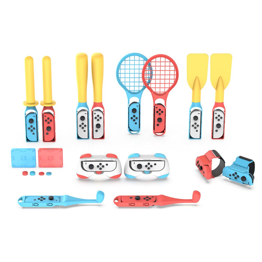 Switch Sports 25 in 1 Motion Sensing Sports set OLED silicone cap Wrist strap grip Tennis racket set does not include gamepad  TNS-2168