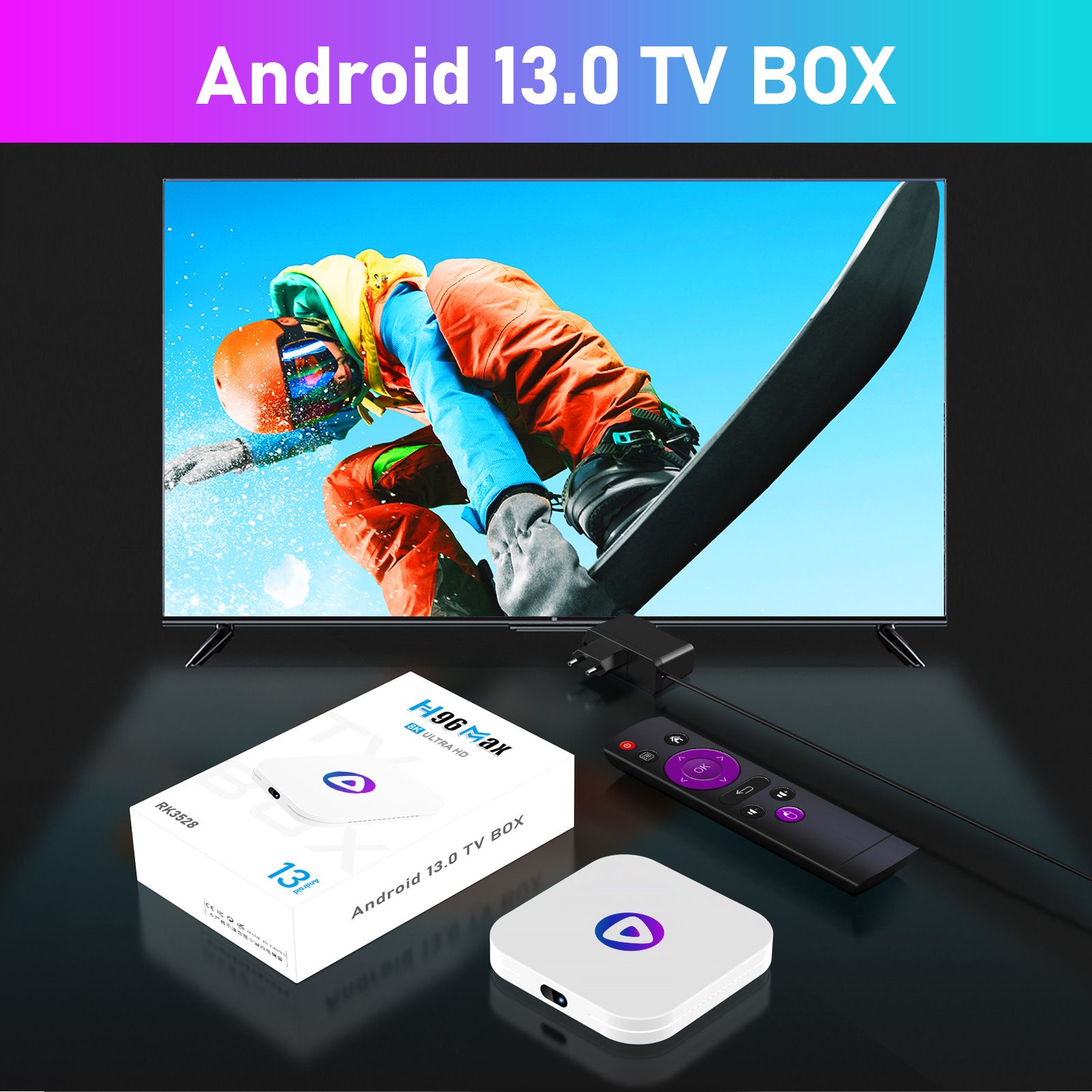 H96 Max M1 Network set-top box HD 8K TV Box Bluetooth Boutique set-top box 8K 2.4G/5G RK3528 Android 13.0 You Tube Chrome 2GB+16GB European regulation  H96 Max M1