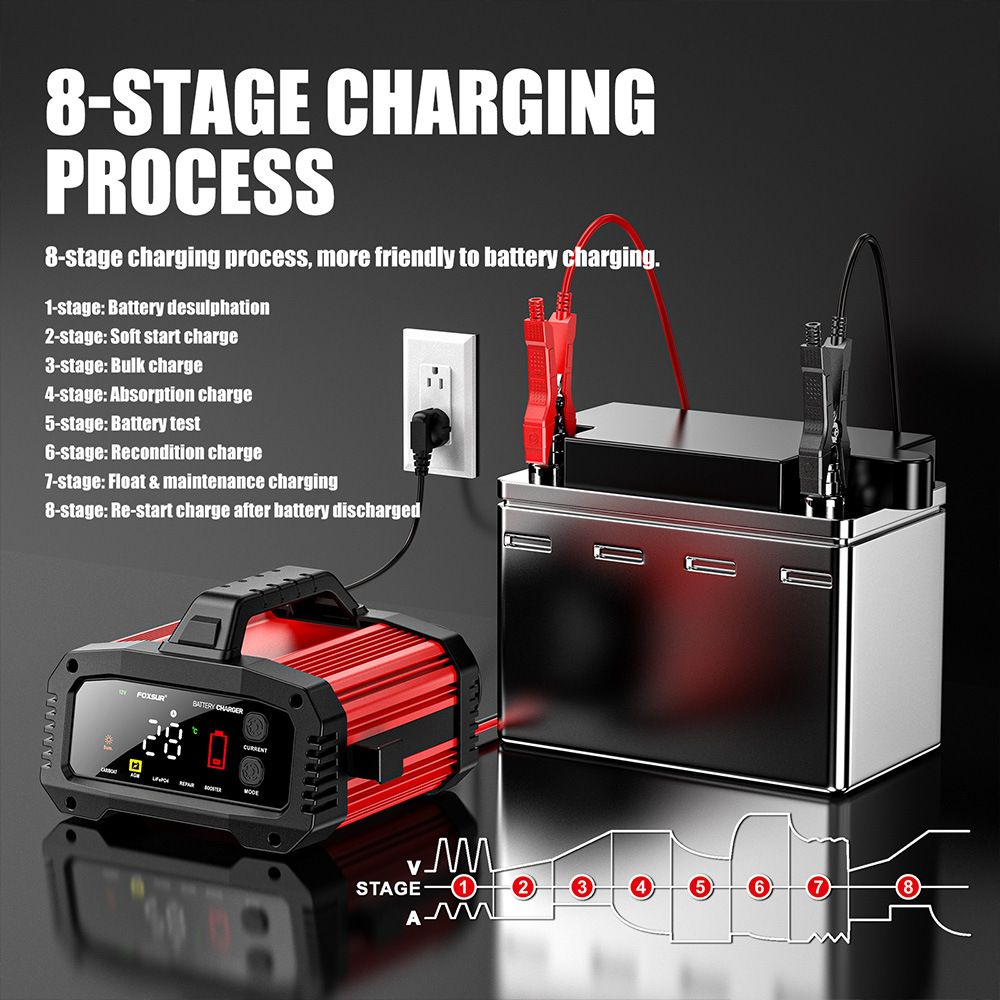 25A high-power portable 12V and 24V lithium iron lead-acid chargers for cars, ships and motorcycles  FPT-250