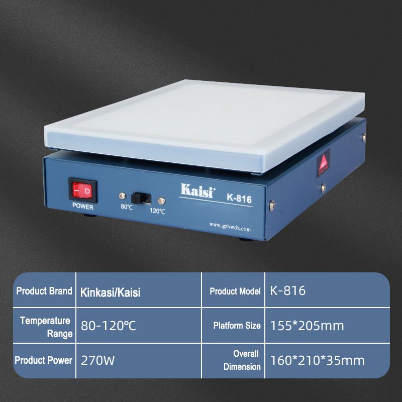 270W 80 and 120° adjustable constant temperature working preheating table Mobile phone removing screen machine removing frame heating table Heating panel fully covered silicone workbench  K-816