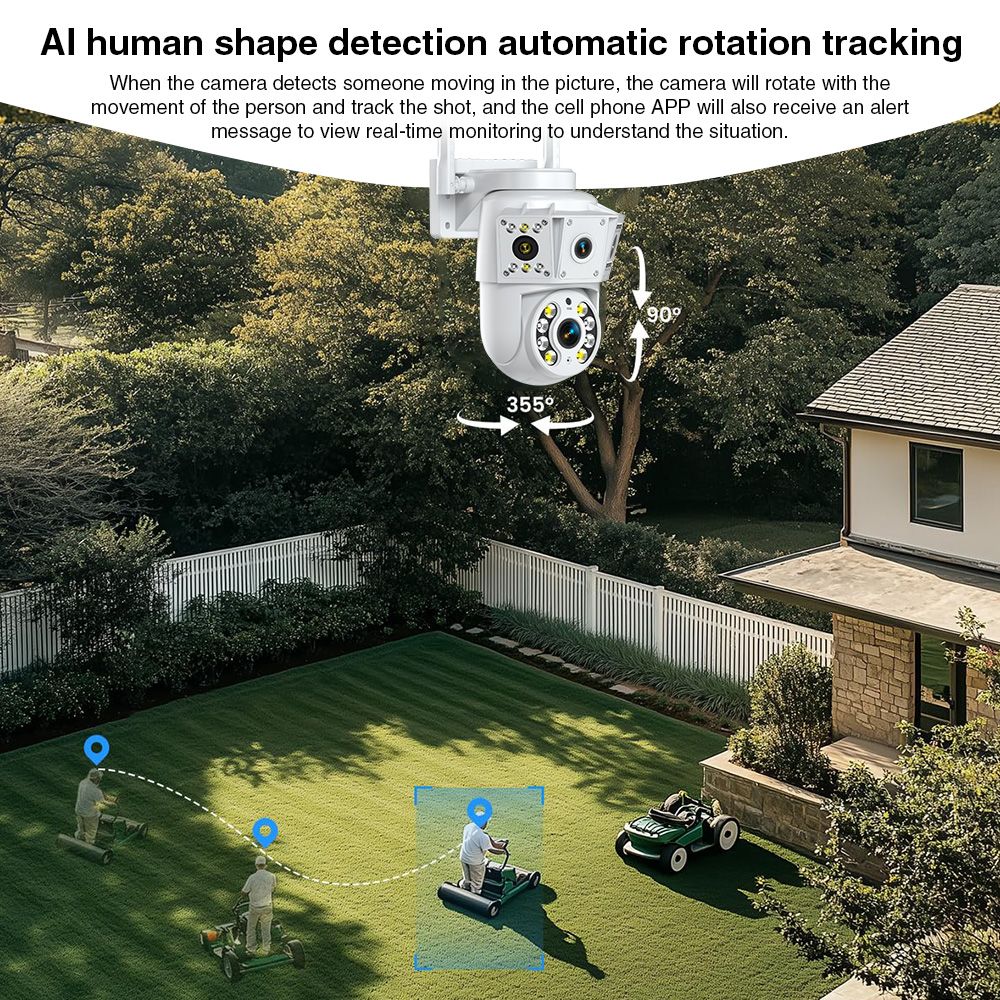 K30 dual-eye linkage camera, high-definition remote monitoring, 360-degree outdoor waterproof wireless monitoring, IP66 waterproof mobile monitoring, two-way intercom, full-color night vision APP, OKAM PRO, suitable for homes, stores, supermarkets, factories and other places  K30