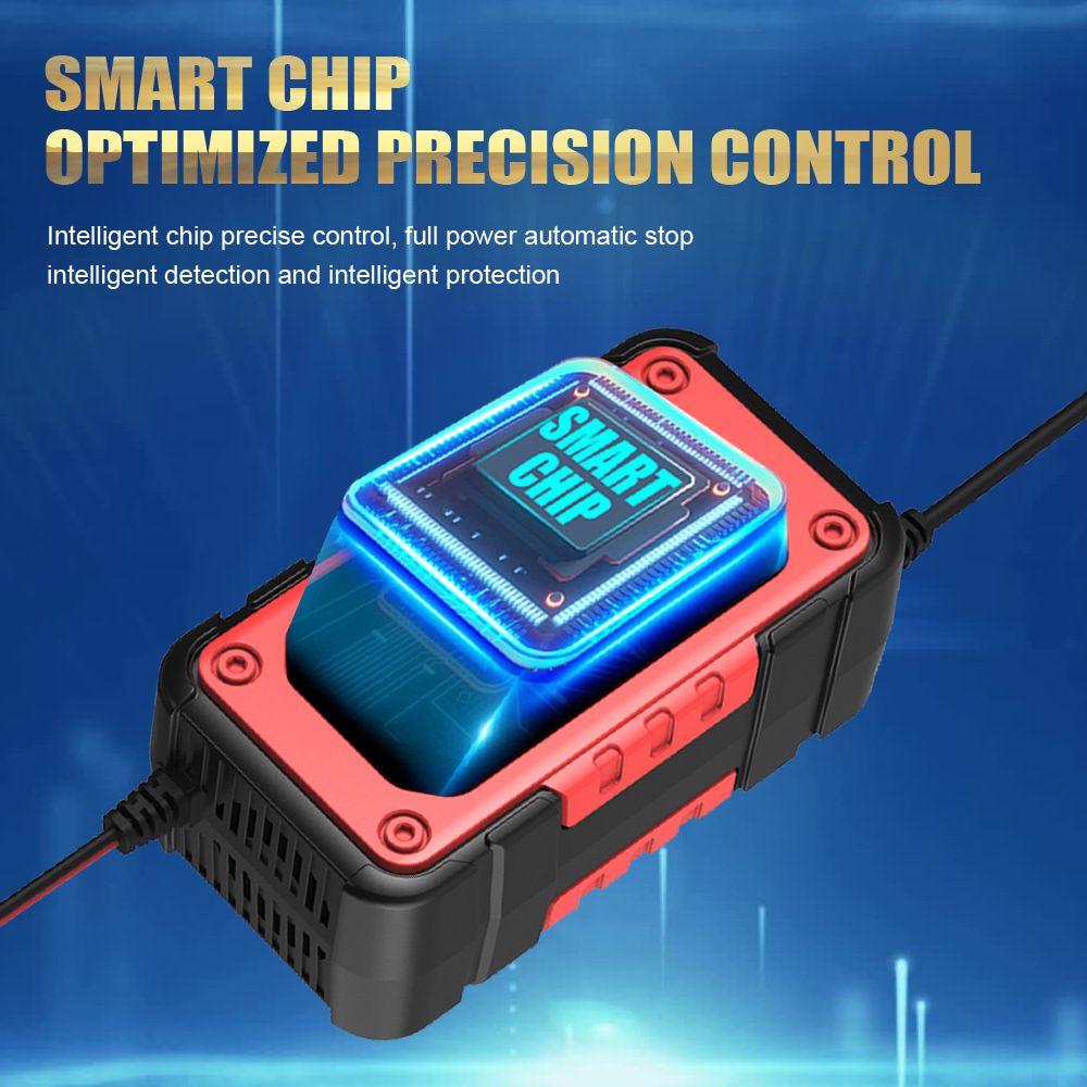 7A large screen color display 12V motorcycle and car charger AGM lead-acid lithium iron phosphate charger  FBC1207E